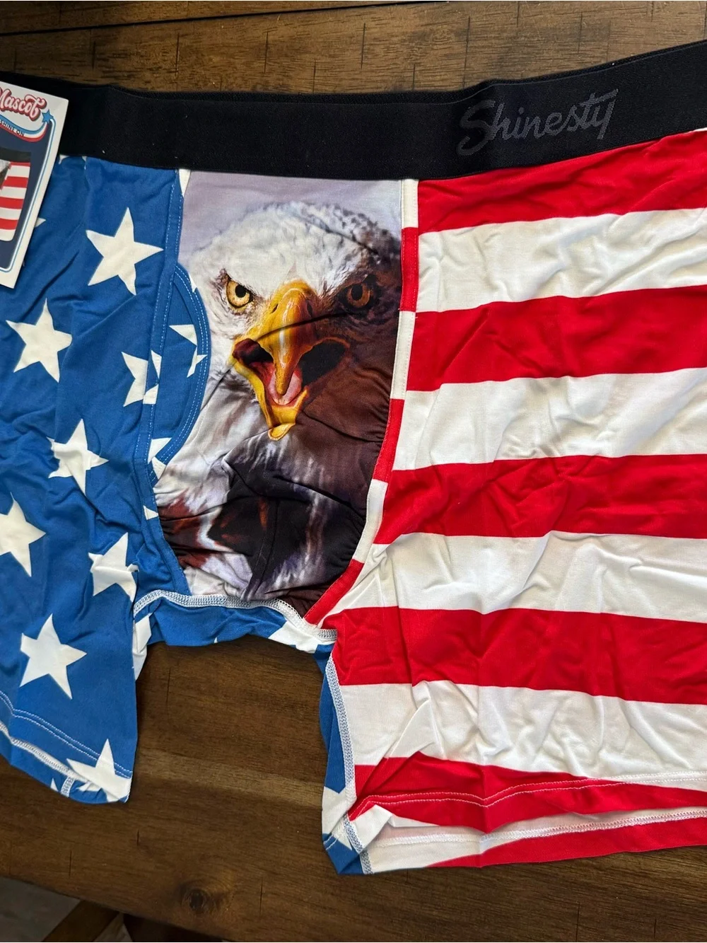 Shinesty Men’s Eagle Flag Athletic Boxer Briefs - Blue/Red/White